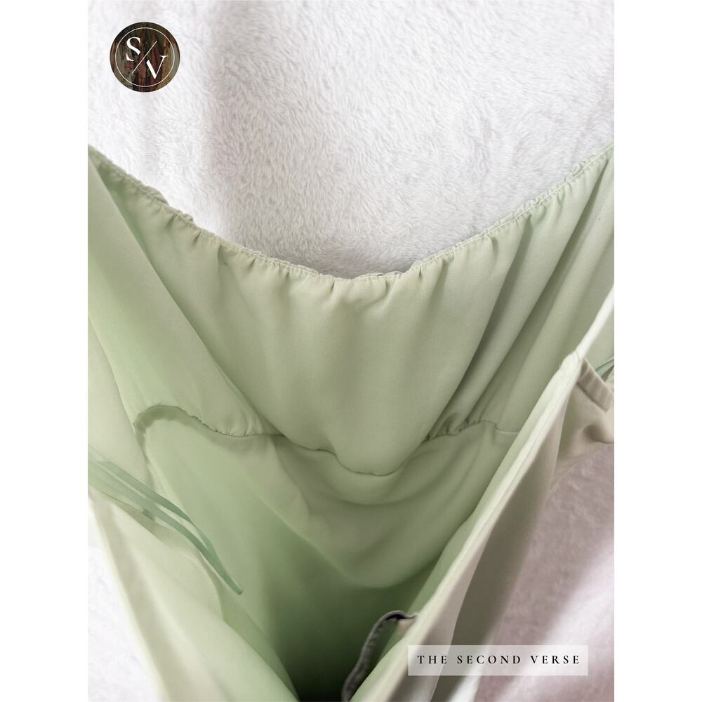 Abercrombie Dress Spaghetti Strap Side Slit Mint Green Cottagecore Large - Picture 5 of 11